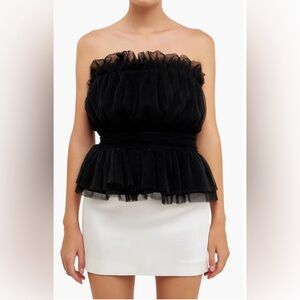 Endless Rose Strapless Tulle Peplum Top, NWT, size medium